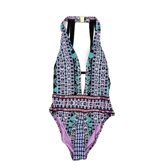 New Nanette Lepore Kimono Patchwork Swimsuit Womens XS One Piece Goddess - Picture 3 of 7